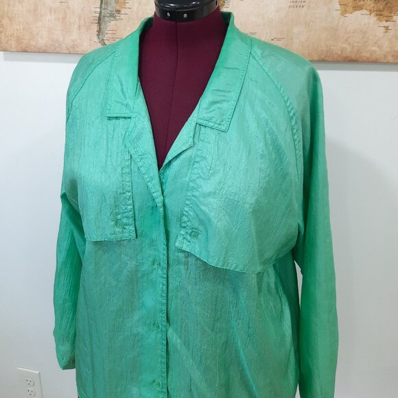 Vtg 90s green windbreaker jacket - Diane Von Furstenberg - Picture 5 of 11